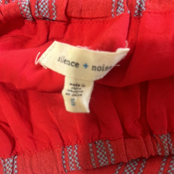 SILENCE +NOISE JACKSON STRAPLESS CULOTTE JUMPSUIT IN RED AND BLUE STRIPES SIZE S - Picture 15 of 16